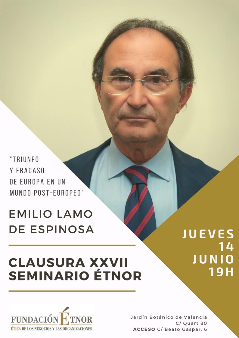 Lamo de Espinosa clausura el Seminario tnor con la ponencia Triunfo y fracaso de Europa