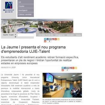 La Jaume I presenta el nou programa d'emprenedoria UJIE-Talent