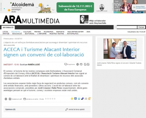 ACECA i Turisme Alacant Interior signen un conveni de colaboraci - ARA MULTIMEDIA