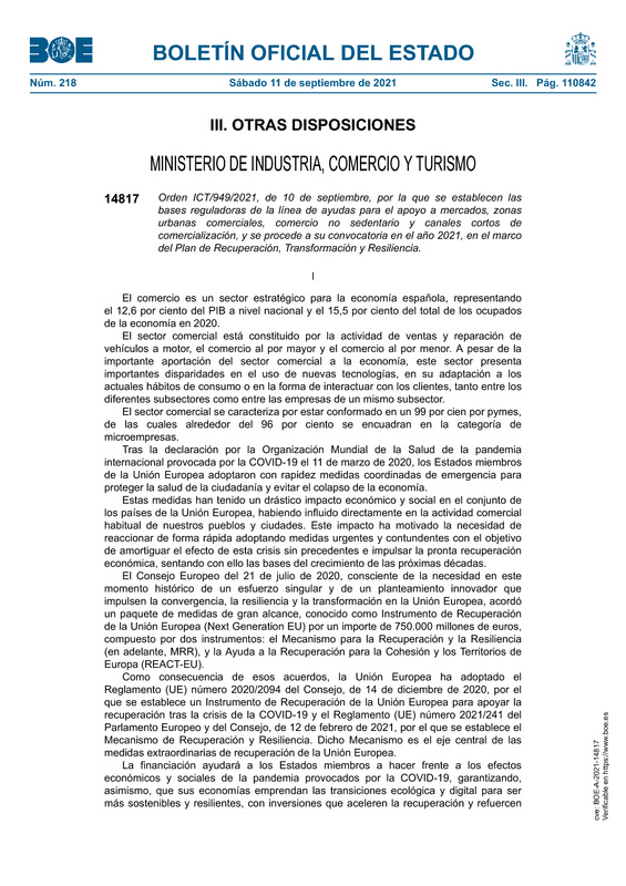 Bases de la convocatoria