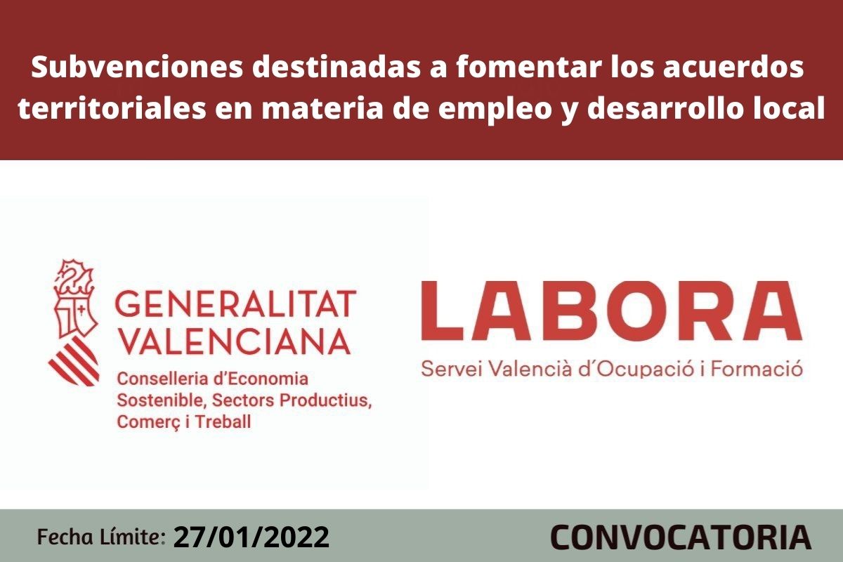 Subvenciones para fomentar los acuerdos territoriales en materia de empleo y desarrollo local