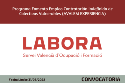 Programa Fomento Empleo Contratación Indefinida de Colectivos Vulnerables (AVALEM EXPERIENCIA)