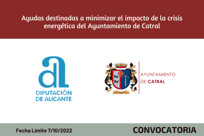 Ayudas destinadas a minimizar el impacto de la crisis energética del Ayuntamiento de Catral
