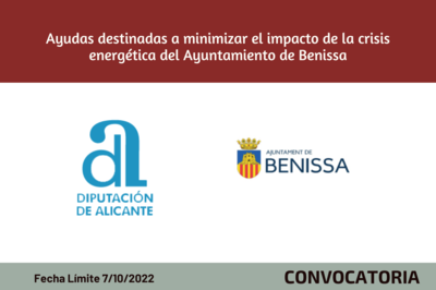 Ayudas destinadas a minimizar el impacto de la crisis energética del Ayuntamiento de Benissa