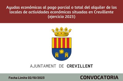 Ayudas económicas al pago parcial o total del alquiler de locales de actividades económicas de Crevillent (Ejercicio 2023)