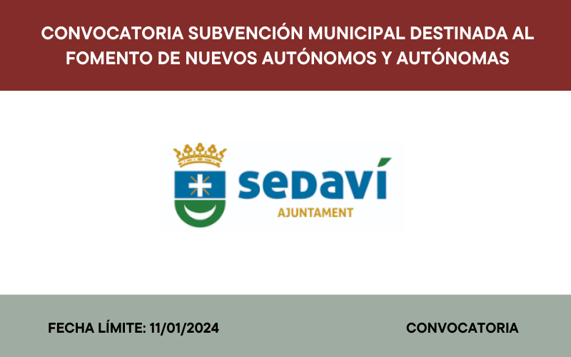 subvención destinada al fomento de nuevos autónomos y autónomas
