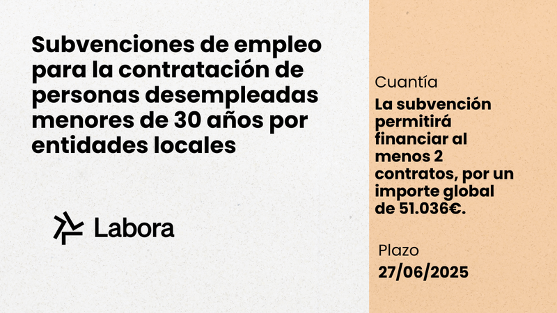 subvenciones de empleo para la contrataci�n de personas desempleadas menores de 30 a�os por entidades locales de la Comunitat Valenciana