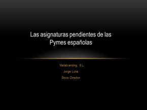 portada ponencia asignaturas pendientes PYMES espaolas