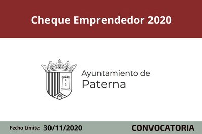 Cheque Emprendedor 2020 del ayuntamiento de Paterna